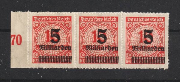 MiNr. 334 B postfrischer ** Dreierstreifen mit HT