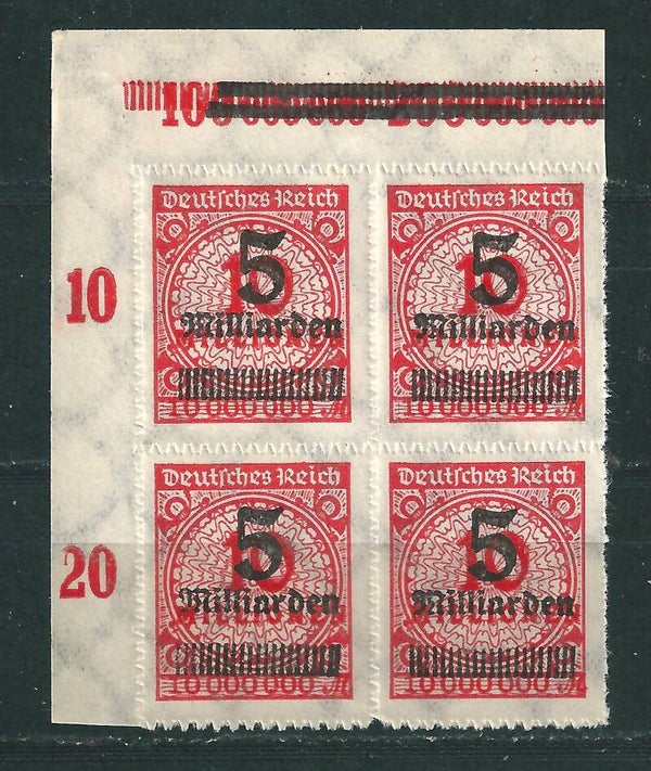 MiNr. 334B postfrische Oberrand Bogenecke