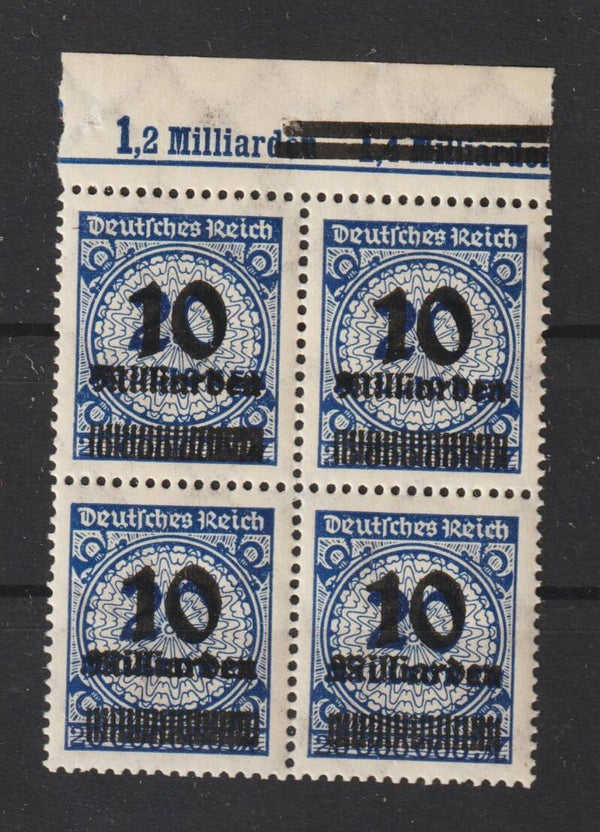 MiNr. 335 A postfrischer ** Oberrand Viererblock OPD München, geprüft