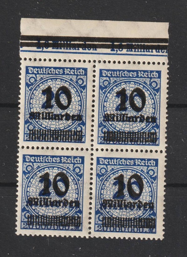 MiNr. 335 A postfrischer ** Oberrand Viererblock OPD München, geprüft