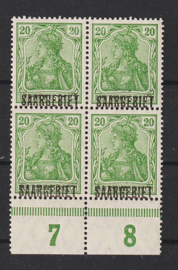 Saar MiNr. 46 postfrisch ** Viererblock, Aufdruck Abklatsch (Kopie)