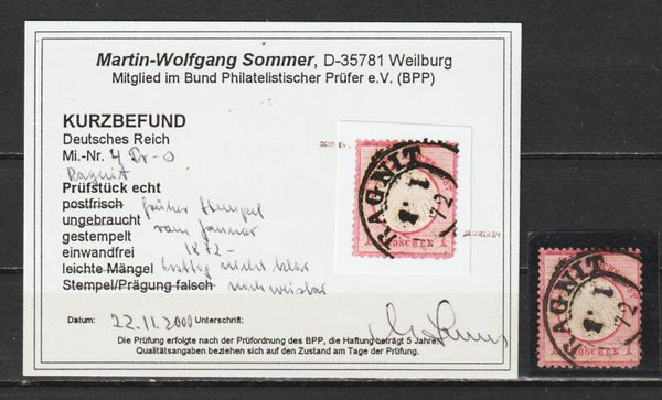 MiNr. 4 gestempelt, Foto Befund Sommer BPP