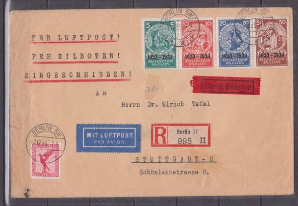 MiNr. 508-511 Herzstück aus Block 2 auf Brief, Attest Schlegel BPP