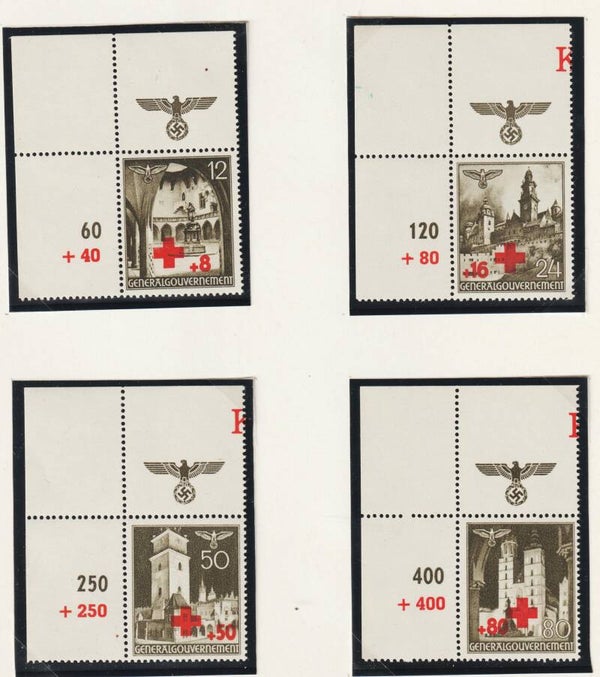 Generalgouvernement MiNr. 52-55 postfrisch ** Oberrand Bogenecken