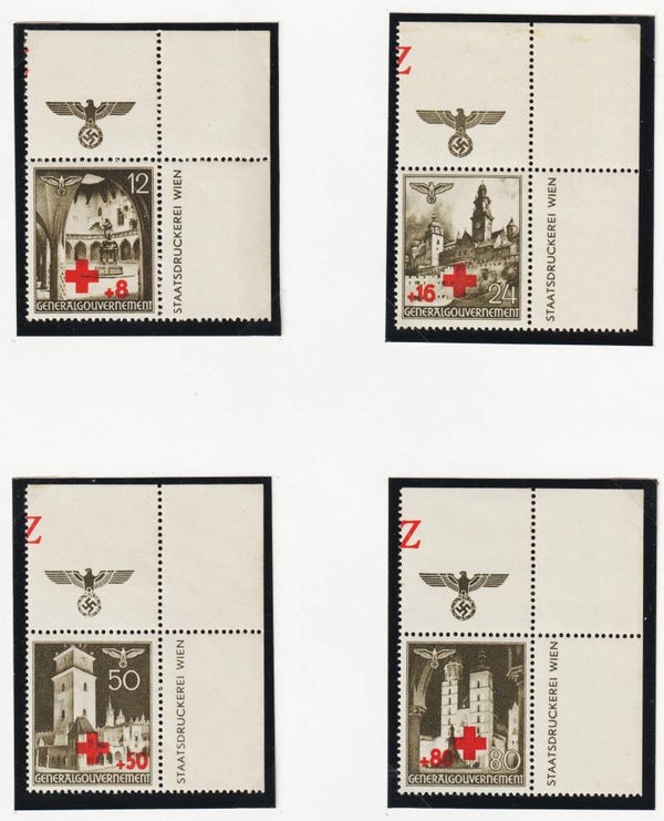 Generalgouvernement MiNr. 52-55 postfrische ** Oberrand Bogenecken