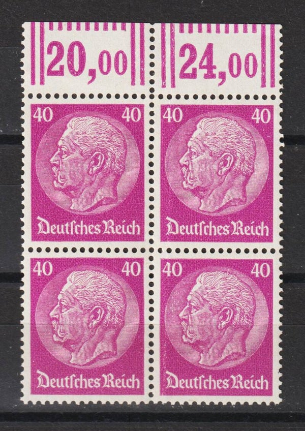 MiNr. 524 postfrischer Oberrand Viererblock