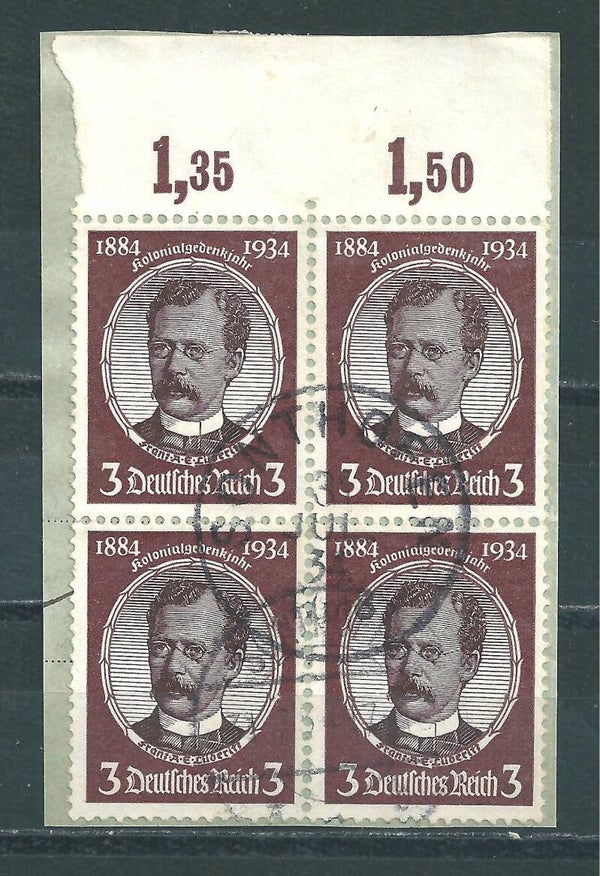 MiNr. 540 gestempelter Oberrand Viererblock