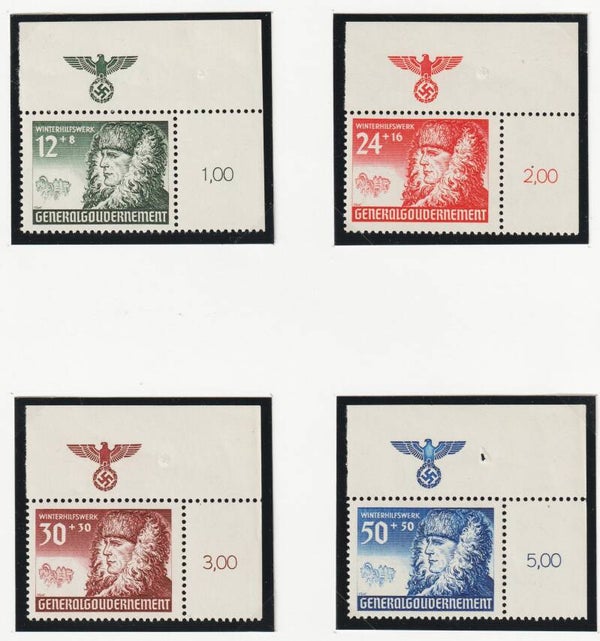 Generalgouvernement MiNr. 59-62 postfrische ** Oberrand Bogenecken