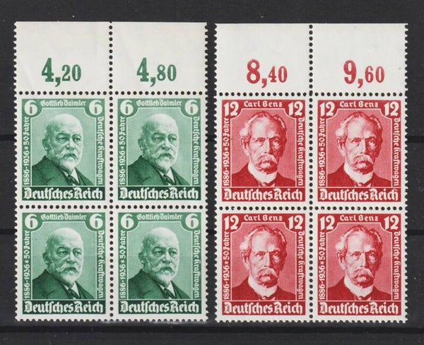 MiNr. 604-605 postfrisch ** Oberrand Viererblock