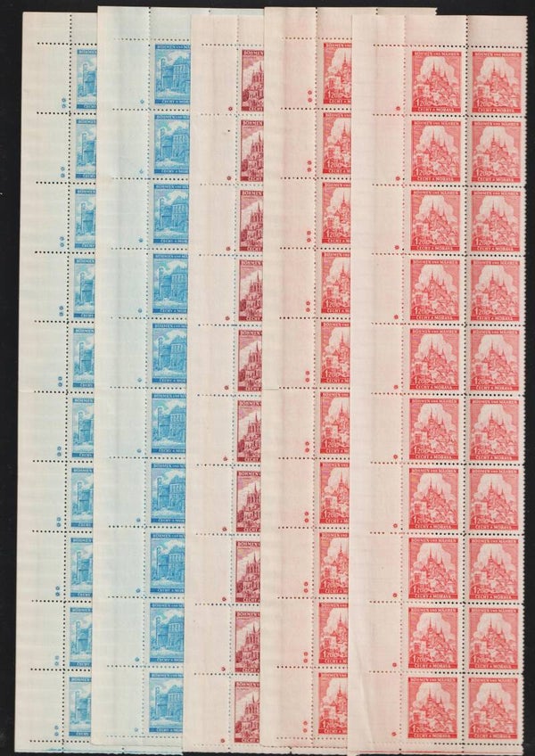 Böhmen & Mähren, B&M MiNr. 68-72 a+b postfrisch ** komplette Bogenseitenränder