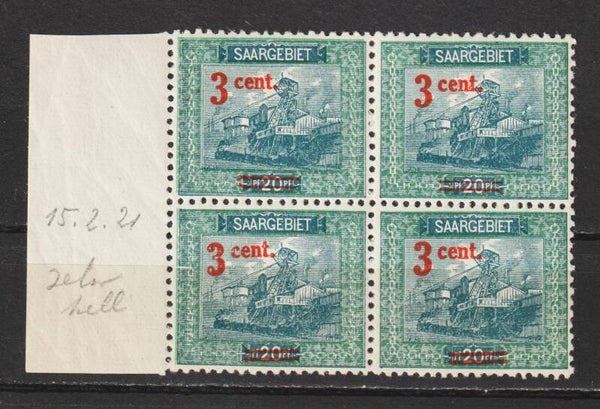 Saar MiNr. 70 A ** Viererblock