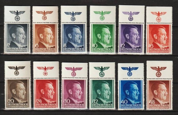 Generalgouvernement MiNr. 71-82 ** Oberrand Hoheitszeichen