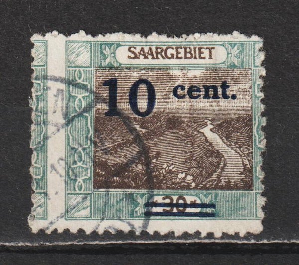 Saar MiNr. 72 gestempelt, stark verzähnt