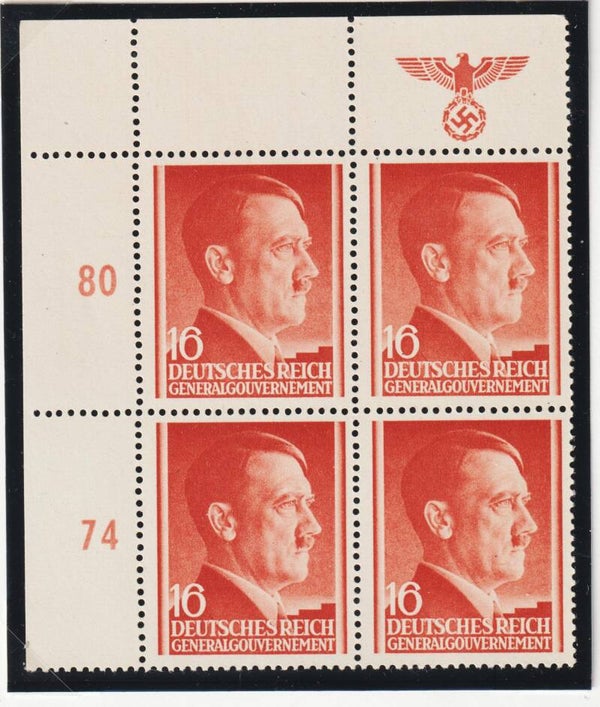 Generalgouvernement MiNr. 76 postfrische ** Bogenecke, Plattenfehler I