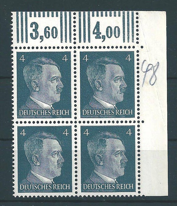 Adolf Hitler MiNr. 783 postfrische ** Bogenecke