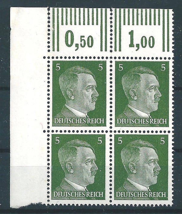 Adolf Hitler MiNr. 784 postfrische ** Bogenecke