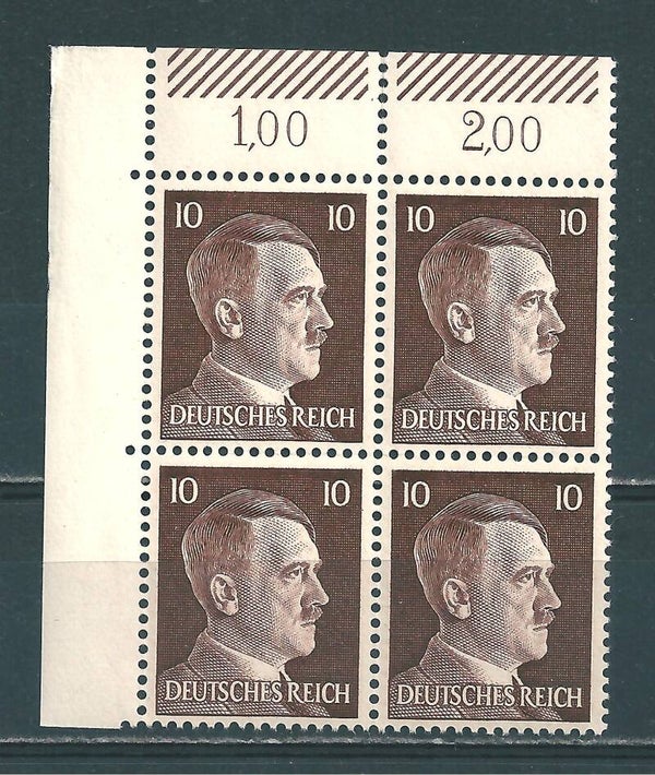 Adolf Hitler MiNr. 787 postfrische ** Bogenecke