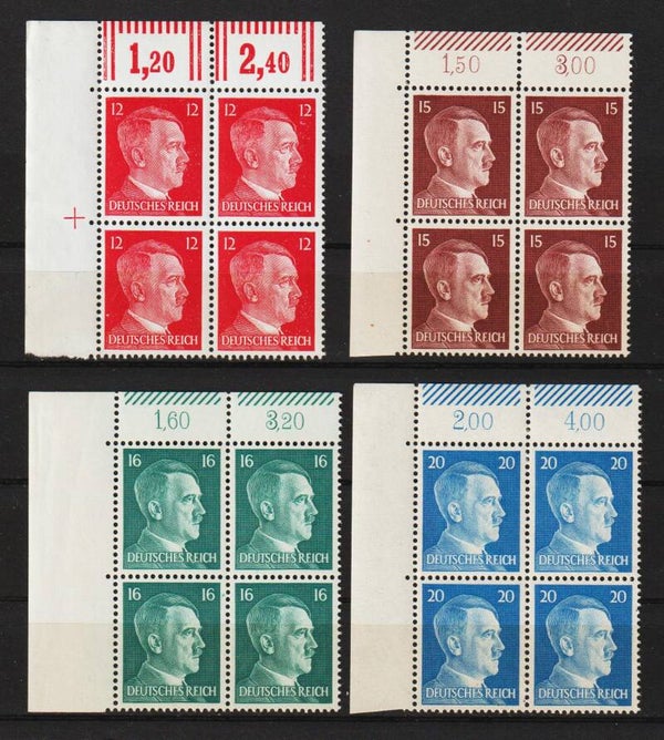 Adolf Hitler MiNr. 827, 789, 790, 791 ** Oberrand Bogenecken