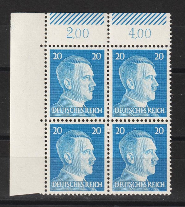 Adolf Hitler MiNr. 791 postfrische ** Bogenecke