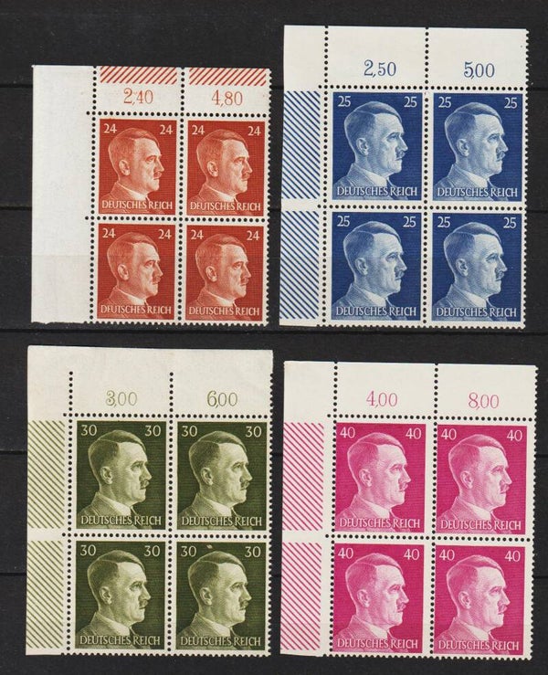 Adolf Hitler MiNr. 792, 793, 794, 795 ** Oberrand Bogenecken