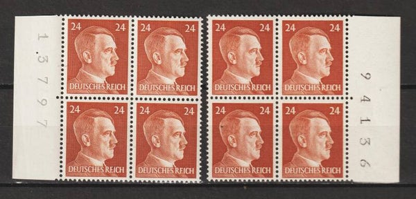 MiNr. 792 postfrische ** Viererblöcke, BZN links + rechts