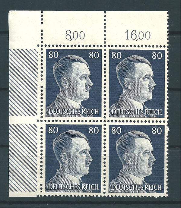 Adolf Hitler MiNr. 798 postfrische ** Bogenecke