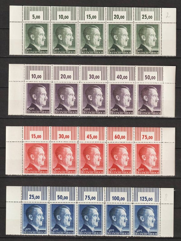 MiNr. 799-802 postfrisch ** Oberrand Streifen