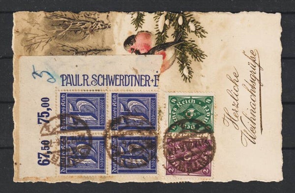 MiNr. 185 Oberrand Bogenecke auf portogerechte Postkarte 22.12.22 (804)