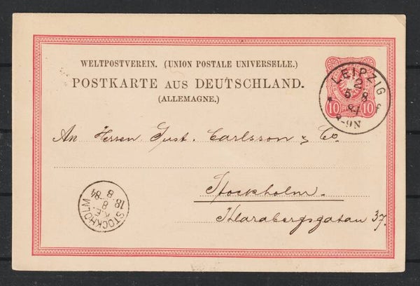 Ganzsachen Karte P 8, von LEIPZIG nach Stockolm 5.8.84 (0805)