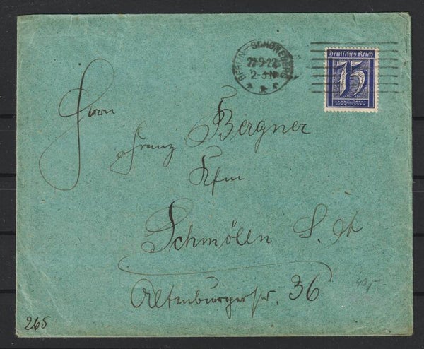 MiNr. 185 portogerechte Drucksache vom 22.9.22   (820)