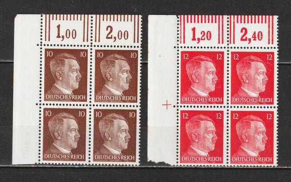 Adolf Hitler MiNr. 826, 827 ** Oberrand Bogenecken