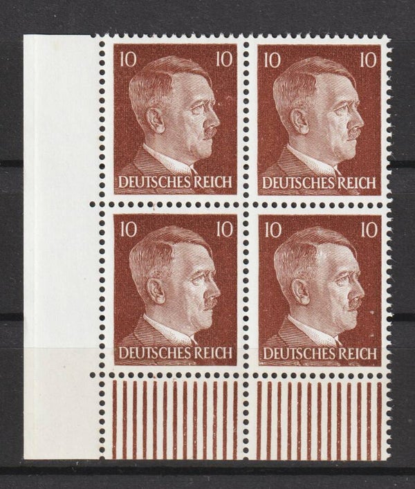 Adolf Hitler MiNr. 826 postfrische ** Bogenecke