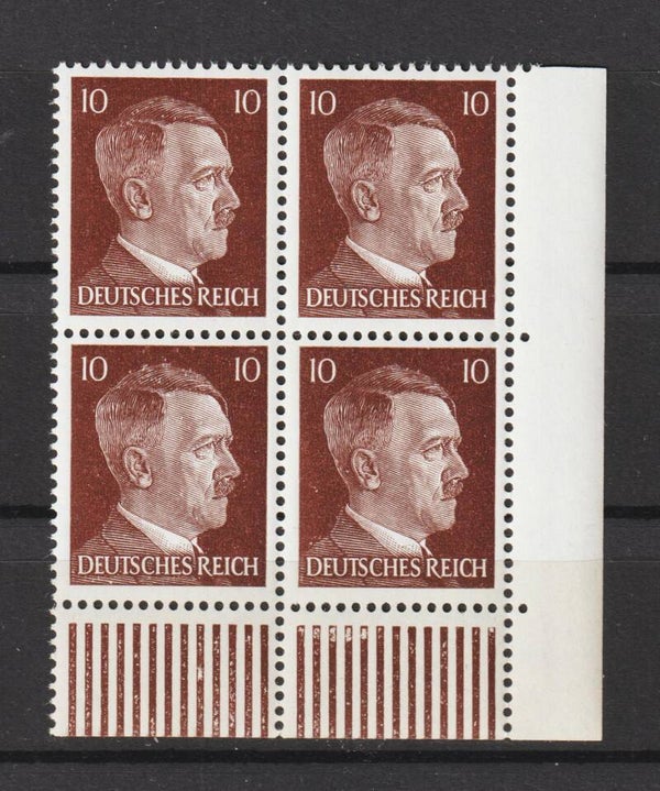 Adolf Hitler MiNr. 826 postfrische ** Bogenecke