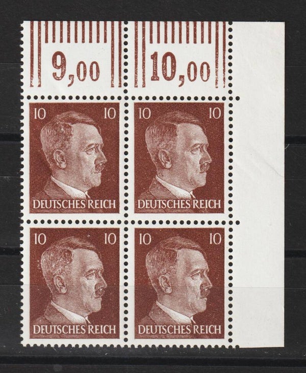 Adolf Hitler MiNr. 826 postfrische ** Bogenecke