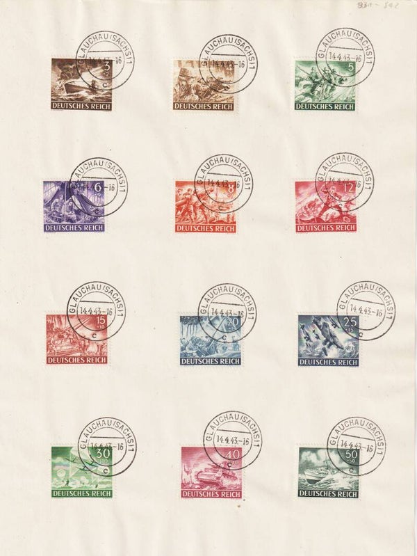 MiNr. 831-842 auf Stempel Blatt