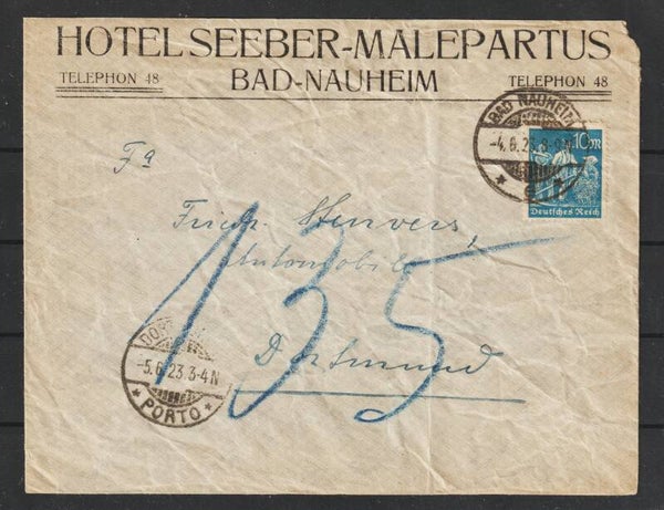 MiNr. 239 Einzelfrankatur, Portokontrolle, 4.6.23  (832)