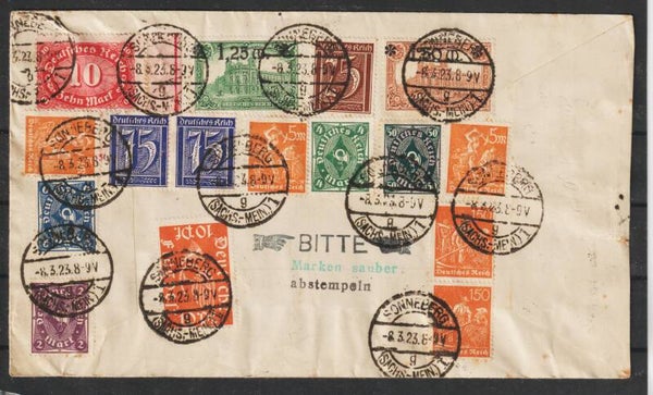 MiNr. 238 (3x) u.a. auf Infla Brief vom 8.3.23  (835)