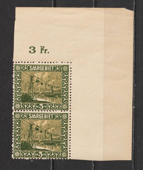 Saar MiNr. 84 postfrische ** Oberrand Bogenecke