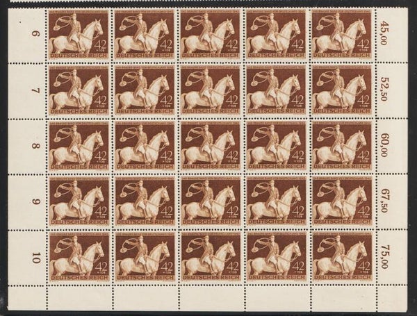 MiNr. 854 halber postfrischer ** Bogen Felder 26-50 mit Plattenfehler I
