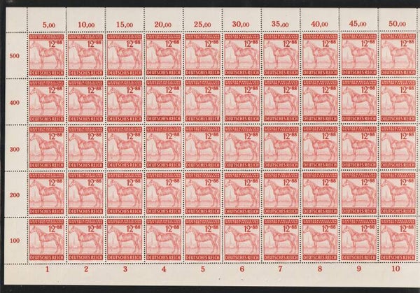 MiNr. 859 postfrischer ** Bogen, Plattenfehler f 41 + f44