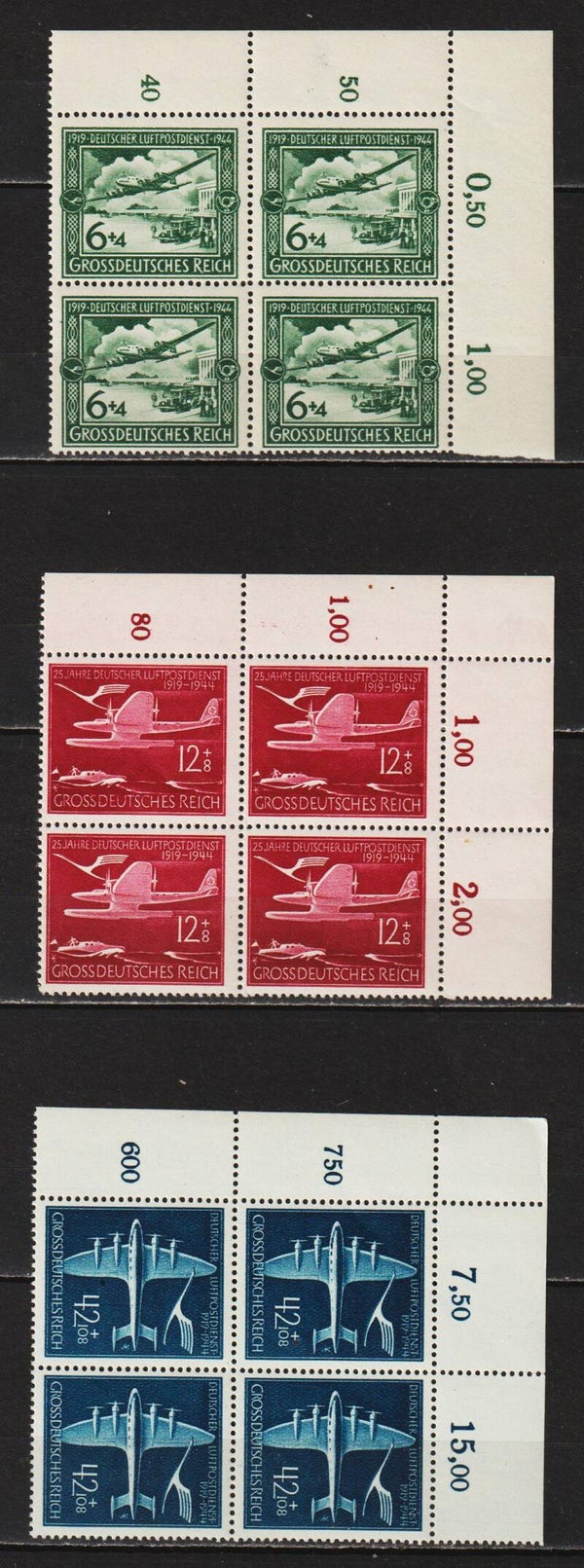 MiNr. 866-868 postfrische ** Bogenecken