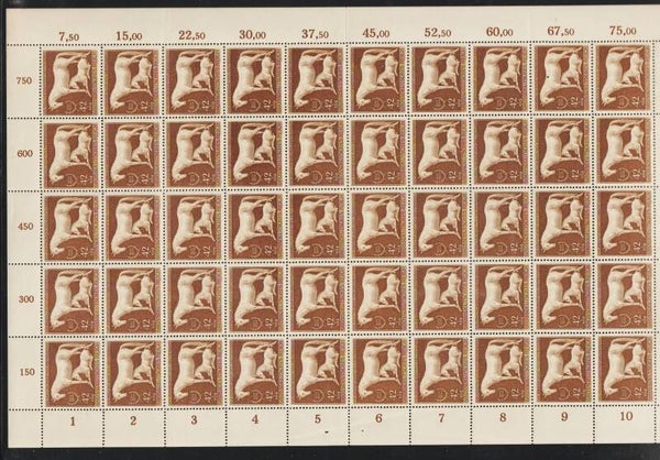 MiNr. 899 postfrischer ** Bogen Oberrand ndgz