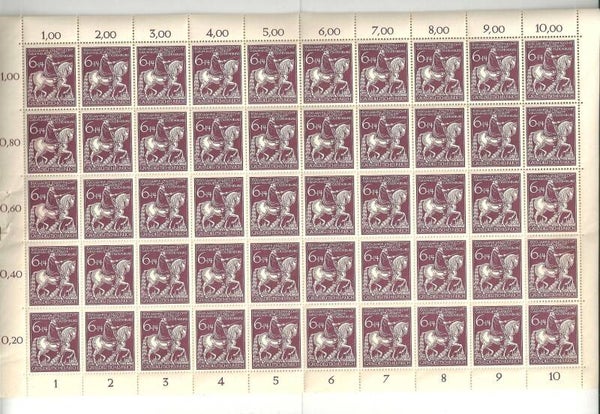 MiNr. 907 postfrischer ** Bogen inkl. PF III + VI