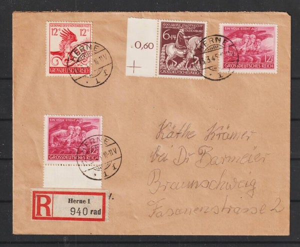 MiNr. 906, 907, 908 R-Brief  HERNE 13.3.45  (as45)