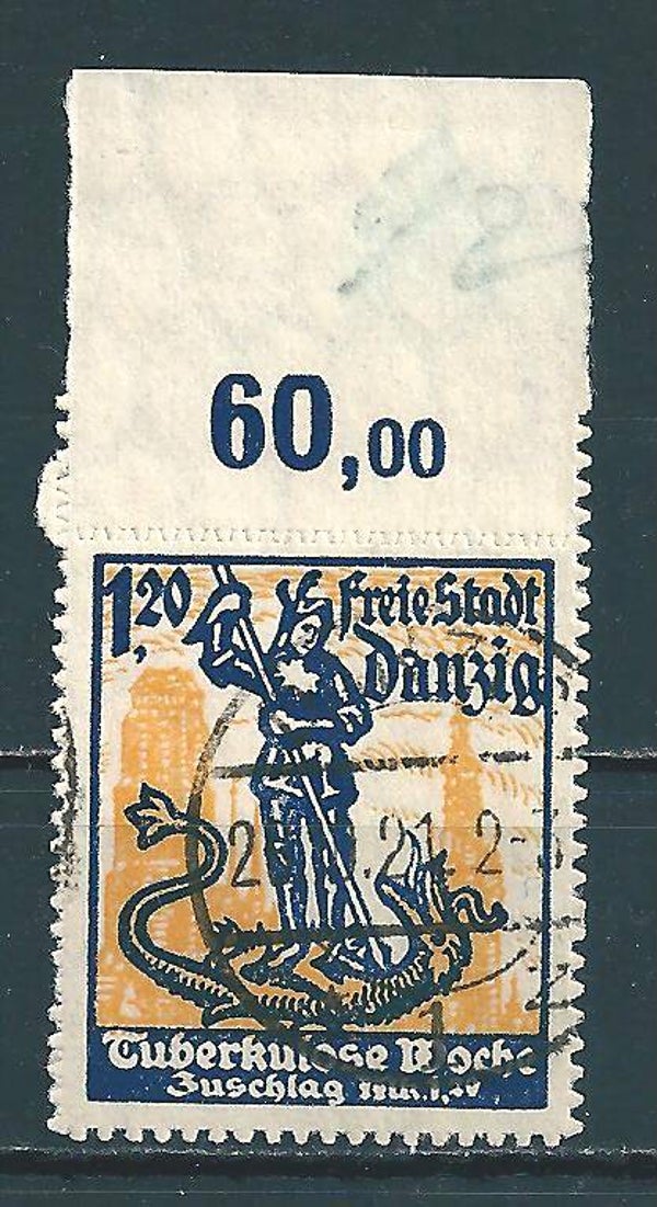 MiNr. 92 Oberrand gestempelt