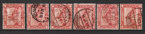 6x Saar MiNr. 94 gestempelt