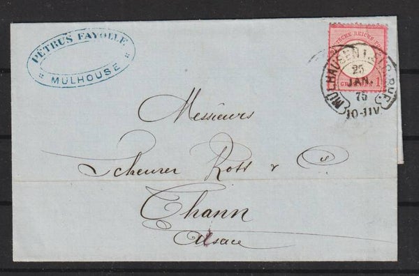 MiNr. 19 Einzelfrankatur MÜHLHAUSEN i.ELS.BHF.  (b409)