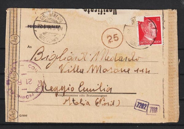 Zensurbrief nach Italien  (a012)