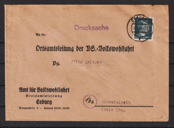 MiNr. 783 EF auf Brief der NS Volkswohlfahrt  (a014)