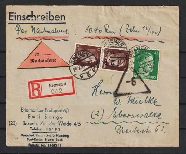 MiNr. A 795, 826 auf Nachnahme R-Brief  (a041)